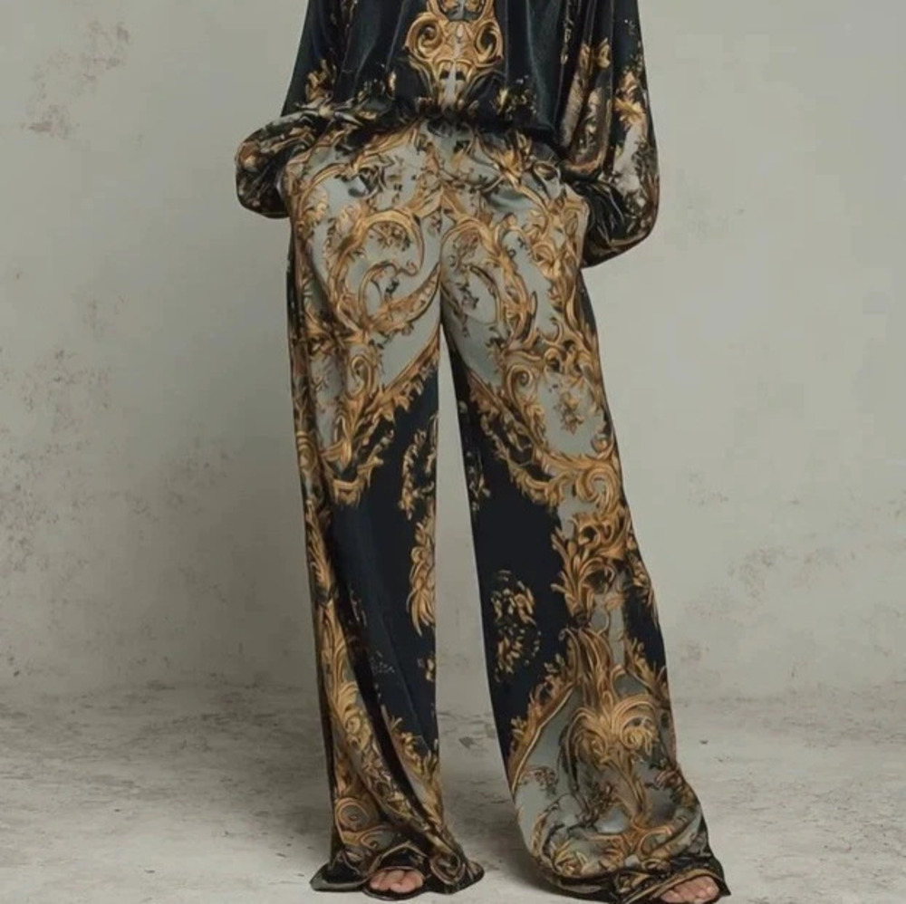 H&M Spring Unisex Long Sleeve Long Pants Print Loungewear Set